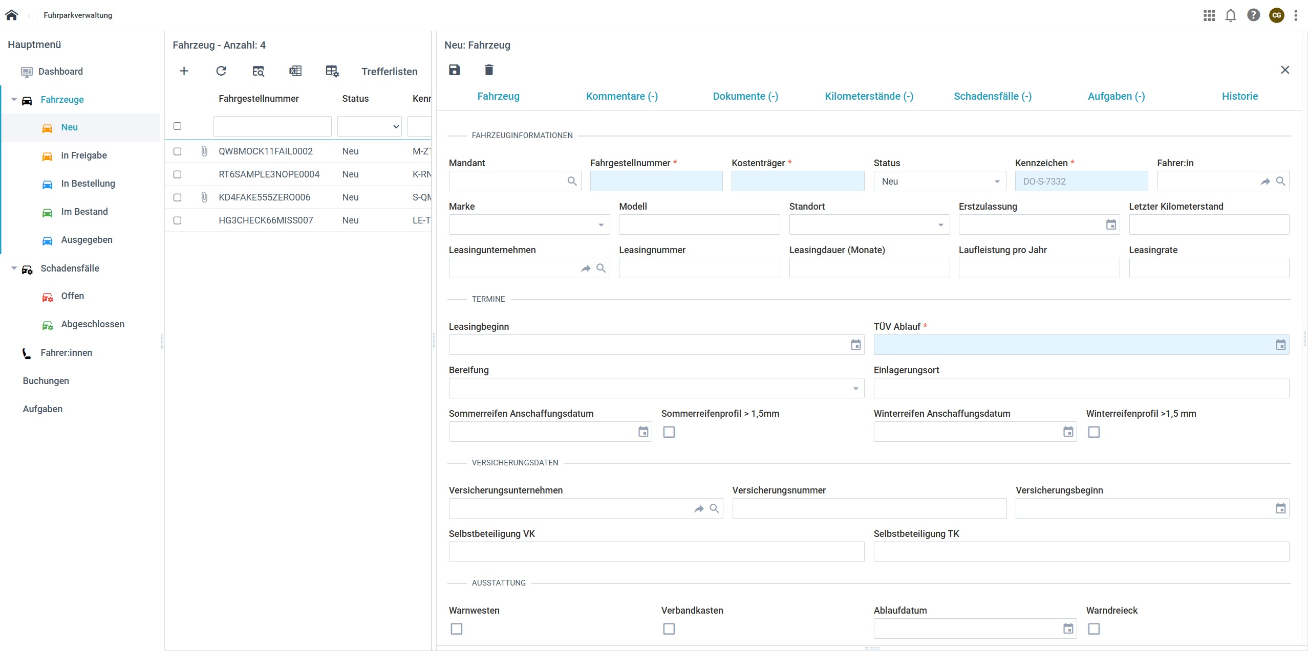 Individualisierbare Eingabemasken