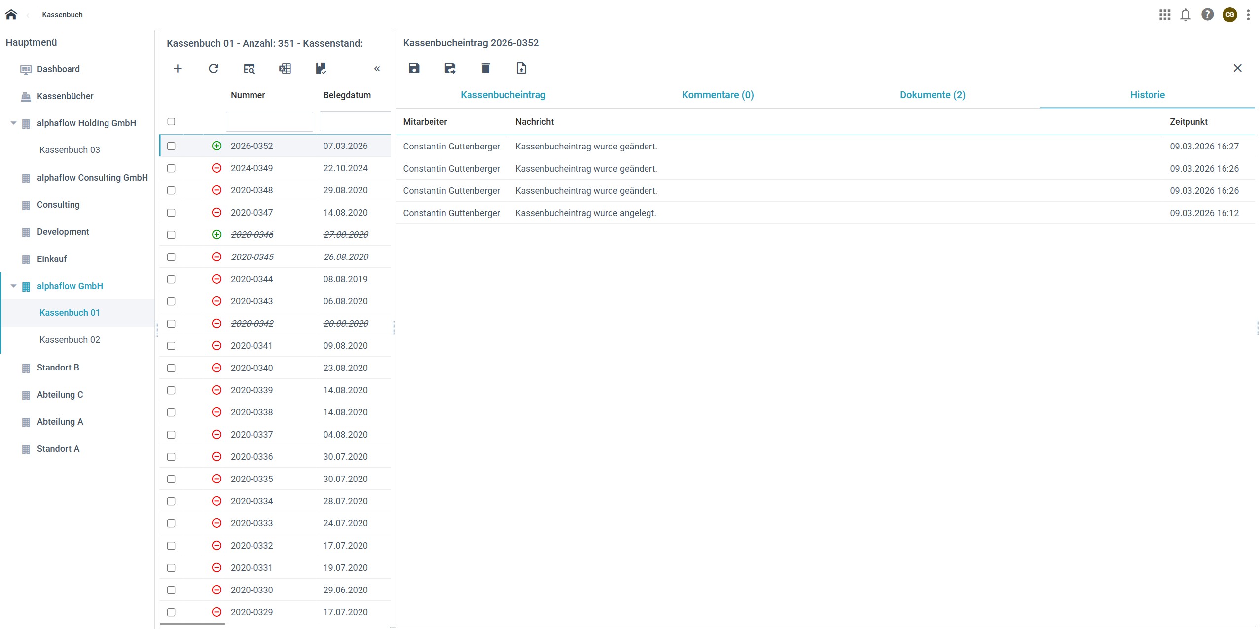 Lückenlose Historie